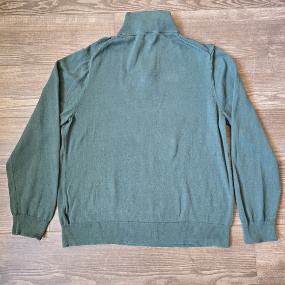 J.CREW Sweater Men's XL Green Quarter Zip  Cotton Preppy Heritage Office Cabin - Picture 2 of 6